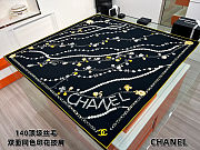 Colestore Chanel Scarf 140 Silk-Wool Reversible Shawl Black, Gray, White & Gold 135x135cm - 1