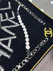 Colestore Chanel Scarf 140 Silk-Wool Reversible Shawl Black, Gray, White & Gold 135x135cm - 2
