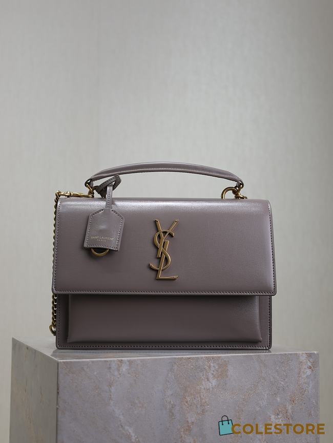 Colestore YSL Saint Laurent Sunset In Smooth Leather Urban Grey 25x18x5cm - 1