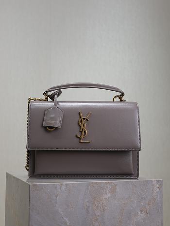 Colestore YSL Saint Laurent Sunset In Smooth Leather Urban Grey 25x18x5cm