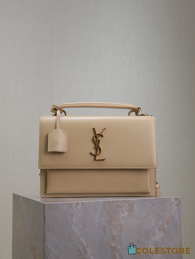 Colestore YSL Saint Laurent Sunset In Smooth Leather Dark Beige 25x18x5cm - 1