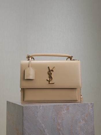 Colestore YSL Saint Laurent Sunset In Smooth Leather Dark Beige 25x18x5cm