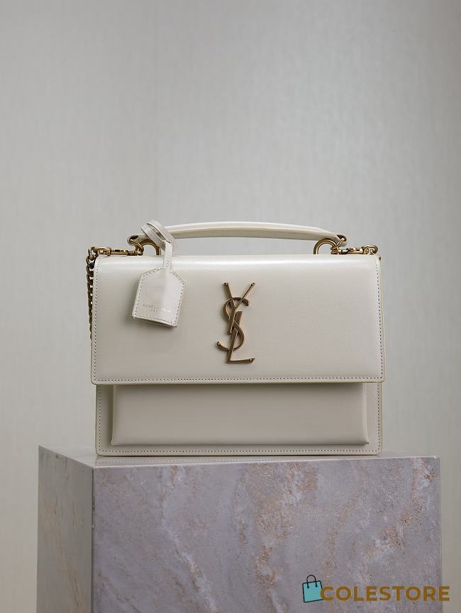 Colestore YSL Saint Laurent Sunset In Smooth Leather Blanc Vintage 25x18x5cm - 1