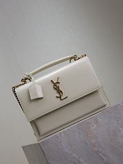 Colestore YSL Saint Laurent Sunset In Smooth Leather Blanc Vintage 25x18x5cm - 4