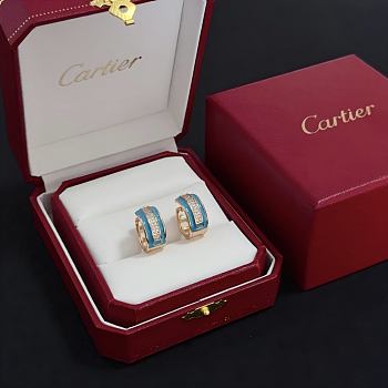 Colestore Cartier Hoop Earrings Blue Enamel