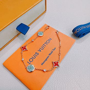 Colestore Louis Vuitton Monogram Vibrant Red and Soft Turquoise Enamel Bracelet