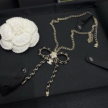 Colestore Chanel 25S Bow Chain Necklace with Pearl & Crystal Accents