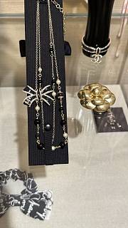 Colestore Chanel Long Necklace Metal, Glass Pearls, Resin & strass  Gold, Pearly White, Black & Crystal - 6