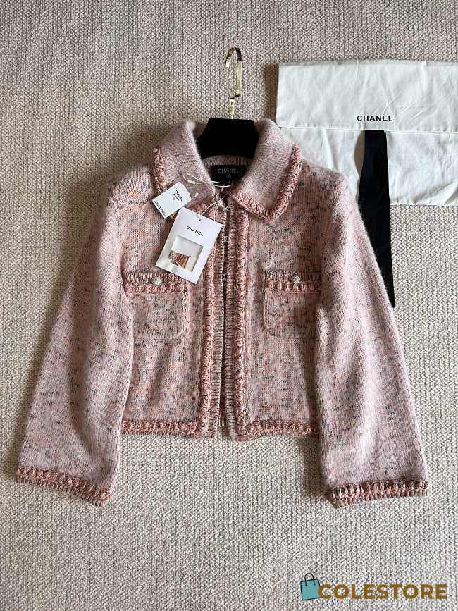 Colestore Chanel 25B Doll Collar Pink Cardigan - 1