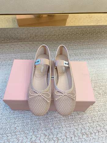 Colestore Miu Miu Beige Mesh Fabric Ballerinas