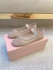 Colestore Miu Miu Beige Mesh Fabric Ballerinas - 4