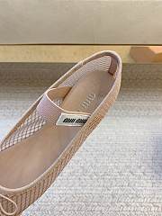 Colestore Miu Miu Beige Mesh Fabric Ballerinas - 3
