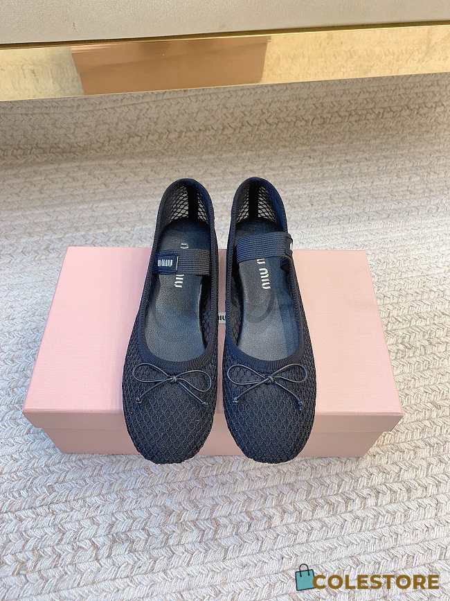 Colestore Miu Miu Black Mesh Fabric Ballerinas - 1