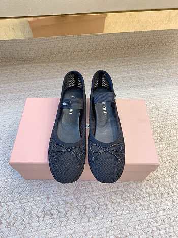 Colestore Miu Miu Black Mesh Fabric Ballerinas