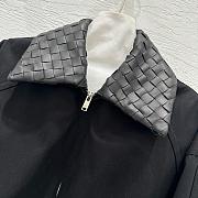 Colestore Bottega Veneta Black Bomber Jacket with Woven Leather Collar - 4