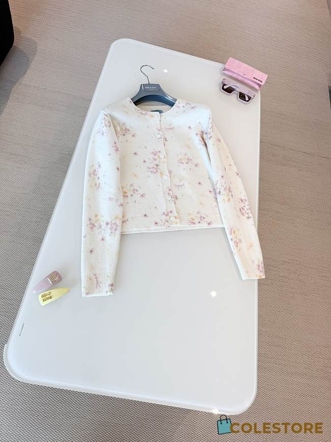 Colestore Prada Floral-Pattern Cardigan in Natural - 1