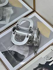 Colestore Mini Lady Dior Bag Metallic Silver-Tone Cannage Calfskin 12x10x5cm - 2