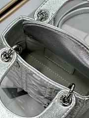 Colestore Mini Lady Dior Bag Metallic Silver-Tone Cannage Calfskin 12x10x5cm - 3