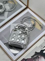 Colestore Mini Lady Dior Bag Metallic Silver-Tone Cannage Calfskin 12x10x5cm - 5