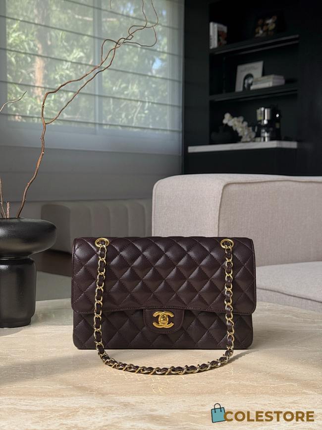 Colestore Chanel Dark Chocolate Quilted Lambskin Leather Classic 15.5x25x6cm - 1