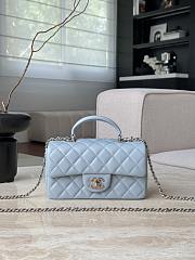 Colestore Chanel Mini Flap Bag With Top Handle Baby Blue 12x20x6cm - 1