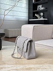 	 Colestore Chanel Light Grey Quilted Lambskin Leather Classic 14.5x23x6cm - 6