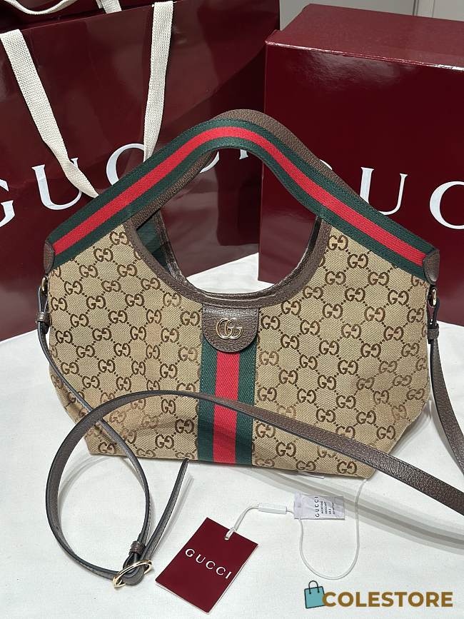 Colestore Gucci Giglio Small Tote Bag Beige and Brown GG Canvas 860845 25x20x15cm - 1