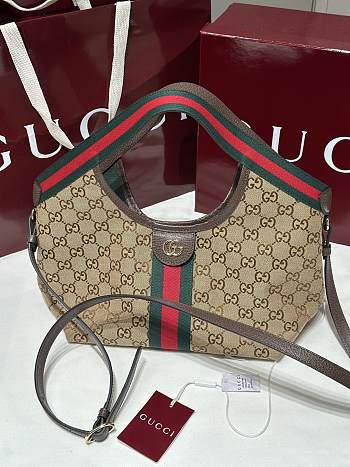 Colestore Gucci Giglio Small Tote Bag Beige and Brown GG Canvas 860845 25x20x15cm