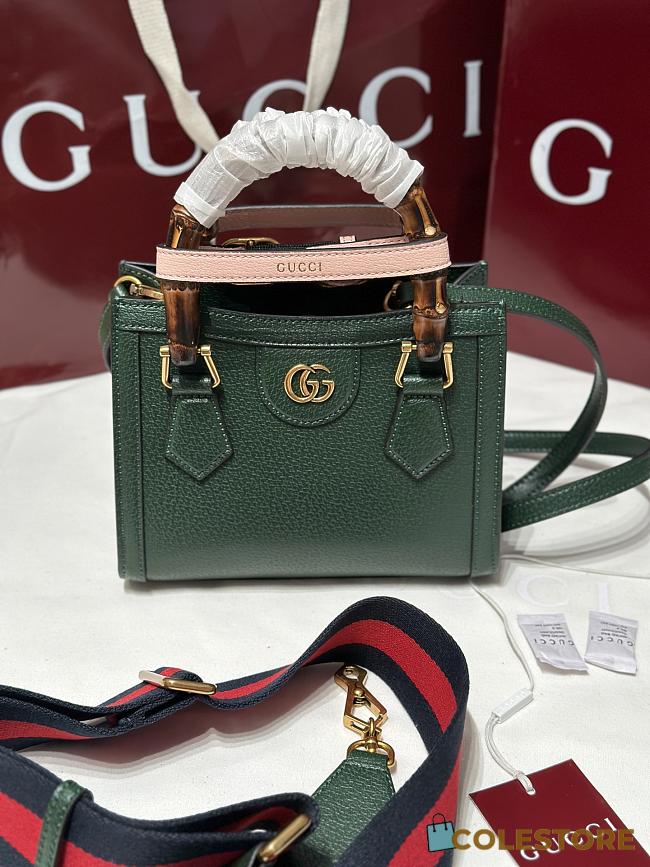 Colestore Gucci Diana Small Tote Bag in Green Leather 20x16x10cm - 1