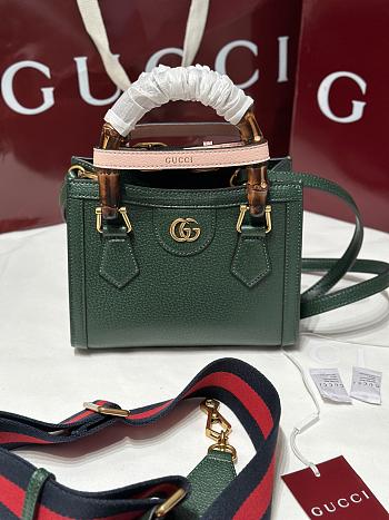 Colestore Gucci Diana Small Tote Bag in Green Leather 20x16x10cm