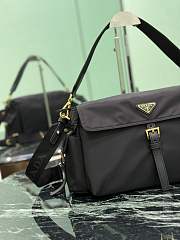 Colestore Prada Explore Large Re-Nylon Shoulder Bag with Flap Black 37.5x19x12cm - 6
