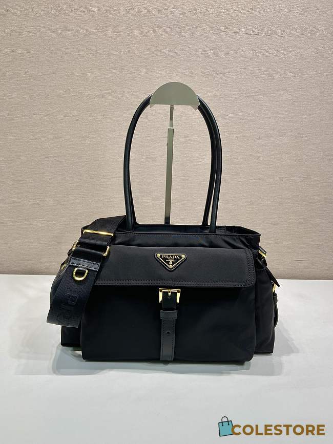Colestore Prada Explore Medium Re-Nylon and Leather Tote Bag Black 31x17x11cm - 1