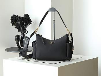 Colestore Prada Explore Large Re-Nylon and Leather Bag Black 32x22x11.5cm