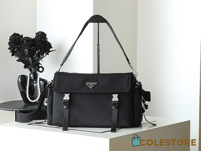 Colestore Prada Explore Re-Nylon and Leather Bag Black 42x22x20cm - 1