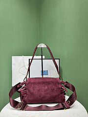 Colestore Prada Explore Medium Suede Shoulder Bag with Flap Burgundy 30x14x10cm - 4