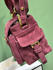 Colestore Prada Explore Medium Suede Shoulder Bag with Flap Burgundy 30x14x10cm - 3