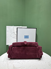 Colestore Prada Explore Medium Suede Shoulder Bag with Flap Burgundy 30x14x10cm - 2