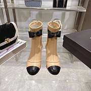 Colestore Chanel Bow Detail Cap-Toe Ankle Boots Beige/Black - 1
