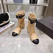 Colestore Chanel Bow Detail Cap-Toe Ankle Boots Beige/Black - 6