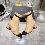 Colestore Chanel Bow Detail Cap-Toe Ankle Boots Beige/Black - 4