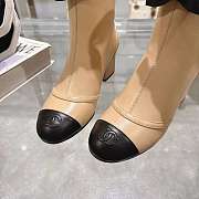 Colestore Chanel Bow Detail Cap-Toe Ankle Boots Beige/Black - 5