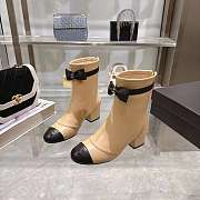 Colestore Chanel Bow Detail Cap-Toe Ankle Boots Beige/Black - 2