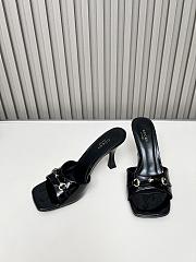 Colestore Gucci Slide Sandal with Horsebit in Black Patent Calfskin 7.5cm - 5