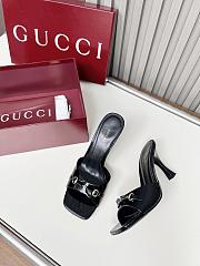 Colestore Gucci Slide Sandal with Horsebit in Black Patent Calfskin 7.5cm - 3