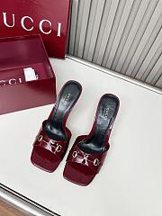 Colestore Gucci Slide Sandal with Horsebit in Red Patent Calfskin 7.5cm - 1