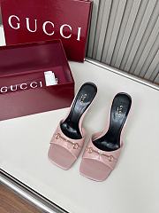 Colestore Gucci Slide Sandal with Horsebit in Light Pink Patent Calfskin 7.5cm - 1