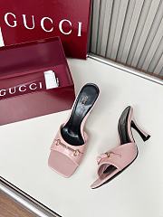 Colestore Gucci Slide Sandal with Horsebit in Light Pink Patent Calfskin 7.5cm - 2
