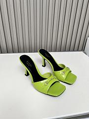 Colestore Gucci Slide Sandal with Horsebit in Lime Green Patent Calfskin 7.5cm - 5