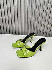 Colestore Gucci Slide Sandal with Horsebit in Lime Green Patent Calfskin 7.5cm - 3