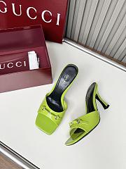 Colestore Gucci Slide Sandal with Horsebit in Lime Green Patent Calfskin 7.5cm - 4